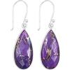 Generic Orecchini in argento con turchese e rame viola, orecchini in argento 925, orecchini a goccia con turchese, 12 x 25 cm, in argento Sterling, turchese stabilizzato, Argento sterling, Turchese