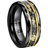 TUTISS Anelli in tungsteno argento/nero/oro da 8 mm per uomo donna chip meteorite lamina d'oro Galaxy opale intarsio promessa di fidanzamento fede nuziale lucido lucido comfort fit, 8mm / Size 12