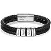 Presentimental Bracciale da Uomo in Pelle Personalizzato Acciaio Inossidabile Bracciali con 1-5 Anelli Nome Regalo per Papà, Marito, Fidanzato