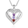 Jeweidea Collana Cuore Personalizzata per Danna Collana con Nome e Ciondolo con Pietra di Nascita per Mamma Nonna Regali per Natale Festa della Mamma (Nomi 3)