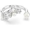 Swarovski Anello aperto Constella, Crystal Pearl, Taglie rotonde, Bianco, Bagno al rodio, Crystal, Zirconia cubica, cristallo, Zirconia cubica