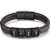 Lorajewel Bracciale da Uomo Con Incisione - Regali Personalizzati in Pelle Nera - Braccialetto Con Nome (4 Nome)