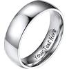 PROSTEEL Anelli Personalizzati con Incisione in Acciaio Inossidabile 6mm Taglia 29 Colore Argento (Confezione Regalo)- Anello Donna Acciaio Inossidabile