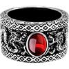 ForFox Anello doppio drago cinese in argento sterling 925 nero con granato per uomo donna taglia 21