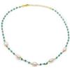 Damiano Argenti Collana con Perle d'Acqua Dolce e Pietre Turchesi, Catena in Argento 925 Placcato Oro Oro