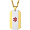 PROSTEEL Emergenza Collana Personalizzata Stella di Vita Rossa Informazioni Persnali Mediche Urgenti, Lunghezza Regolabile, Acciaio Inossidabile, Argento Nero Oro - Incisione Gratis
