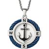 amorili Collana Uomo Ancora Bussola in Acciaio Inox - Ciondolo Nautico con Catena Regolabile Fino a 50 cm - Diametro 23 mm - Gioiello Marinaro Elegante e Resistente - cll2261