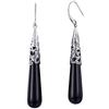 Generic Orecchini donna, Orecchini pendenti stile cinese, Gioielli argento sterling S925, Orecchini vintage donna agata nera, Personalità lunga, Orecchini a colonna goccia d'acqua alla moda