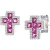 Amen Orecchini da donna di Amen della collezione Croci in argento 925. Di dimesnione pari a: 8 x 6 mm, con finitura in rodio e con zirconi bianchi e zirconi rossi. La referenza è: ECRREBBRZ