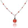 Sakrami Collana in Argento 925 con Coccinella Smaltata - Kids Collection + Confezione regalo personalizzata - per Bambina e Ragazza - idea regalo per nascita,natale, battesimo, comunione, compleanno