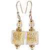 VENEZIA CLASSICA - Orecchini da Donna con perle in Vetro di Murano Originale, Collezione Lily, con foglia in oro 24kt, Made in Italy certificato (Bianco)