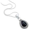 mantraroma Collana da donna in argento sterling 925 con ciondolo in vera catena in argento con pietra preziosa nera in onice