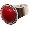 Generico Coralli di Sardegna Anello Corallo Rosso 10x12mm Bordo Filigrana Argento Fascia Aperta