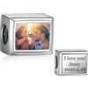 Lam Hub Fong Charm Foto Argento 925 Personalizzato Foto Bead con la Tua Immagine di Memoria Europea Perline Ciondolo con foto Fit Collana Bracciale Pandora Regalo Compleanno Natale Ricordo del bambino