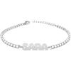 Sakrami Bracciale con Nome Tennis Personalizzato Stampatello Argento 925 Rodiato o Placcato Oro con Zirconi Bianchi Rosa Multicolor, Regalo Donna Ragazza Laurea Compleanno Comunione (Rodiato Bianco)