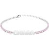 Sakrami Bracciale con Nome Tennis Personalizzato Stampatello Argento 925 Rodiato o Placcato Oro con Zirconi Bianchi Rosa Multicolor, Regalo Donna Ragazza Laurea Compleanno Comunione (Rodiato Rosa)