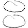 Cavaliere Gioielli Bracciale Tennis Argento 925 Regolabile Uomo Donna Pietre Bianche e Nere (Pietre Nere)