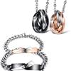 Kim Johanson Set di gioielli per coppie in acciaio inox Enjoyment, bracciali e collane per innamorati, in oro rosa e nero, con zirconi, sacchetto per gioielli incluso