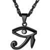 PROSTEEL Collana Pendente con Ciondolo di Occhio di Horus, Zircone Intarsiato, Colore Nero, Stile Egiziano，Unisex per Donna Uomo(Confezione Regalo)