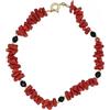 sicilia bedda - Bracciale in Corallo Rosso del Mediterraneo - Argento 925 - Prodotto Realizzato a mano - IDEA REGALO (Corallo Grezzo & Agata Nera)