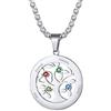 Suplight Collana Personalizzata Donna Acciaio Albero della Vita Rotondo Collana Donna Personalizzata con Pietra e Nome Collana Acciaio Personalizzata Donna Collana Oro con Nome Regalo Donna e Ragazza