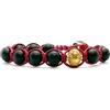 Samsara Bracciale Tibetano Shamballa con Onice Nero Opaco, Cordino in Cotone Cerato Rosso Regolabile 18,5-22,5 cm, Charm in Bronzo, Accessorio Unisex Ispirato alla Tradizione