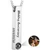 OTXIXTO OTXITXO Collana Personalizzata con Proiezione di Foto per Donne Collana con Nome Personalizzato per Uomo con Foto All'interno Ciondolo a Forma di Croce Incisa Barre Regali di Fotografia - A & Argento