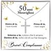 Bramart Collana a Croce Donna Argento Sterling 925 Idea Regalo 50 Anni Finitura in Oro, Idea Regalo per lei Festa Evento speciale - Cofanetto con DEDICA incluso (50 anni - 1)