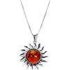 Sayers London Ciondolo pendente grande a forma di sole in argento Sterling e Ambra baltica con collanina - 55,8cm