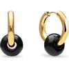 SINGULARU - Orecchini Carmen True Black. Acciaio con Placcatura in oro 18 kt e Pietra naturale. Gioielli da donna.