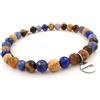 ALMENDRA Bracciali uomo acciaio perle pietre naturali dure elastico occhio di tigre lapislazzuli sfere palline colorati braccialetto (Taglia M)