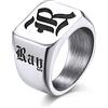 GOLDCHIC Anello Uomo Personalizzato Acciaio Inossidabile Sigillo Quadrato Con Lettera e Nome - Taglia 14,5