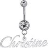 MMXX Anello per Ombelico Personalizzato per Donne Nome Personalizzato Anello per Ombelico con Iniziale con Pietra di Nascita del Cuore Regalo per Compleanno San Valentino Natale - A1: Argento