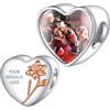 NINGAN Personalized Photo Charms Birth Flower Dicembre Holly Beads Argento Sterling Personalizzare Immagine Cuore d'amore per le donne Bracciali e collane Regali per le ragazze