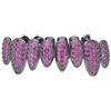 AHTCPO Lussuoso Set di Grillz Hip Hop Placcati Oro con Strass CZ Multicolore - Dentari Superiori & Inferiori Regolabili Brillanti per Feste & Spettacoli(Rose red lower teeth)