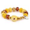 SAGA GIOIELLI Bracciale Colorato con Perle in Vetro - Bracciale Artigianale Multicolore Regolabile 23 cm - Gioiello Unisex Uomo Donna - Idea Regalo Originale (AURORA CALDA)