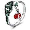 JTIAN Anello Regolabile da Donna, Pendente in Argento Sterling 925 con Coccinella E Ciondolo con Foglie per Donna