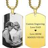 INBLUE Collana con Ciondolo Personalizzato Etichetta per Cani Data/Testo/Foto Collana in Acciaio Inossidabile per Uomo Donna Ragazzi Ragazze Bundle Catena Regolabile, Portachiavi, Silenziatore