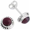 mantraroma orecchini a bottone in argento 925 con pietra preziosa granato rosso, orecchini a bottone in vero argento sterling da donna, regalo