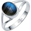 mantraroma Anello da donna in argento 925 con pietra preziosa labradorite blu semplice e moderno