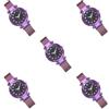 Mealoodiousmusea Orologio con fibbia magnetica, orologio da polso regolabile con forte ventosa, cassa in lega con cinturino in acciaio inossidabile, colore rosso rosa, Set da 5 (viola), Purple,