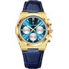 Poedagar Orologio alla moda per gli uomini in pelle orologio sportivo impermeabile luminoso cronografo data classico lusso quarzo orologi da uomo, Oro Blu Bianco