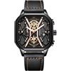DAXIAOYU Moda Sport Uomini Orologi Da Polso Di Lusso Cronografo Luminoso Impermeabile Automatico Data Orologio Quadrato Quadrante Cinturino In Pelle, Pelle Rosa Nera, Lusso