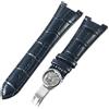 ROUHO 25mm Cinturino Regolabile Vera Pelle, Bracciale Morbido Flessibile per Patek Philippe Nautilus 5711 5712G-Blu + Argento Fibbia