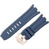 ROUHO Regolabile Cinturini in Silicone Anallergico Estensibile Braccialetto in Silicone per Audemars Piguet Royal Oak Offshore 15710 15703-Blu + Oro Rosa Fibbia 28mm