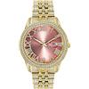 ICEDIAMOND Moda Colorato Quadrante Romano Ghiacciato Orologio Da Polso Full Bling CZ Diamante Calendario Al Quarzo Orologio per Uomo Donna (G-Pink)
