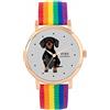 Toff London Black Dachshund Dog Watch Ladies 38mm Case 3atm Resistente all'acqua Movimento al quarzo progettato su misura Lusso alla moda