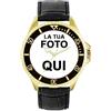 Toff London Personalised Engravable Photo Gifts for Men and Boys, Analogue Quartz Movement Watch with Leather Strap, Custom Made Watch
