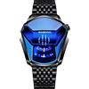 FANMIS Moda creativa Blu LED Binario Digitale Orologi Da Uomo In Acciaio Inox Argento Impermeabile LED Retroilluminazione Braccialetto Placcato Orologi, heiD lanM