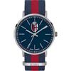 PRESTIGE & DELUXE Orologio da polso Lowell Tidy Bologna Nuova Collezione Cinturino Rosso Blu - Quadrante 39 mm blu in confezione + portachiave calcio
